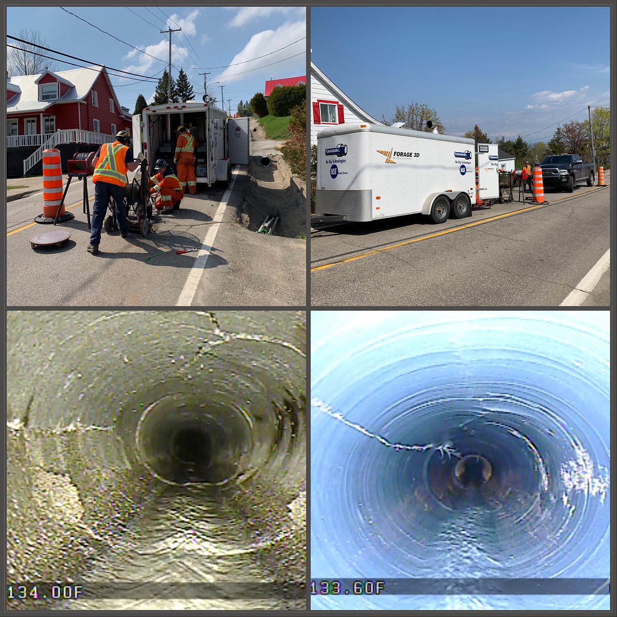 Mai 2019, gainage ponctuelle de conduite pluviale de diamètre 200mm pour la municipalité de Saint-Iréné. 